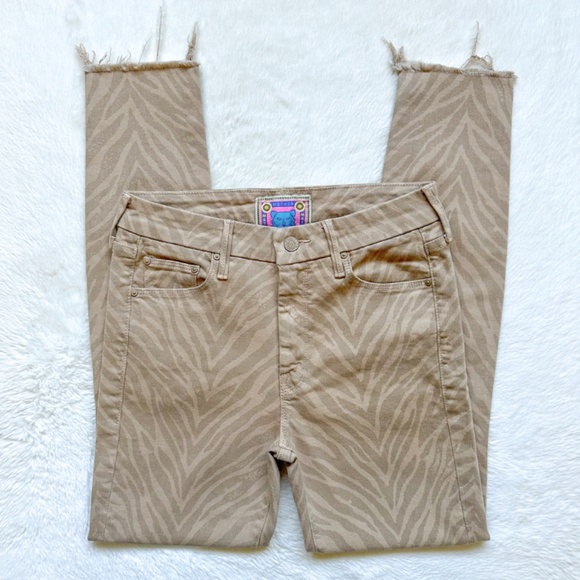 MOTHER The Looker Skinny Ankle Fray Cropped Sweet Stripes Stretch Jeans - Picture 2 of 11